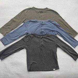 GAP Kids Soft Long Sleeve Henley Shirt Set - Gray, Blue, Green